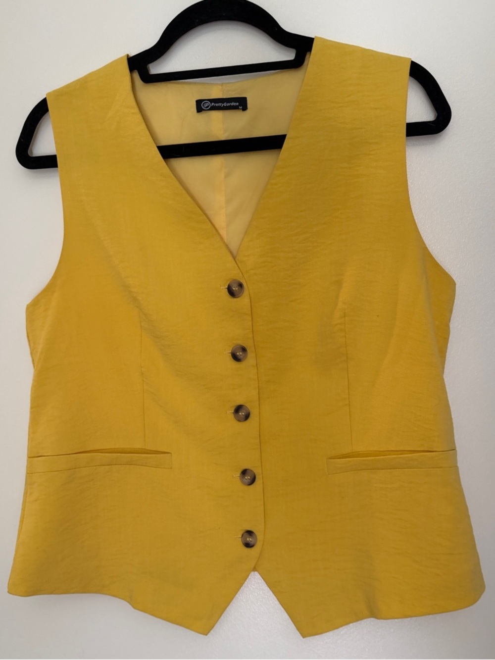 PrettyGarden Golden Yellow Womens Button-Front Vest